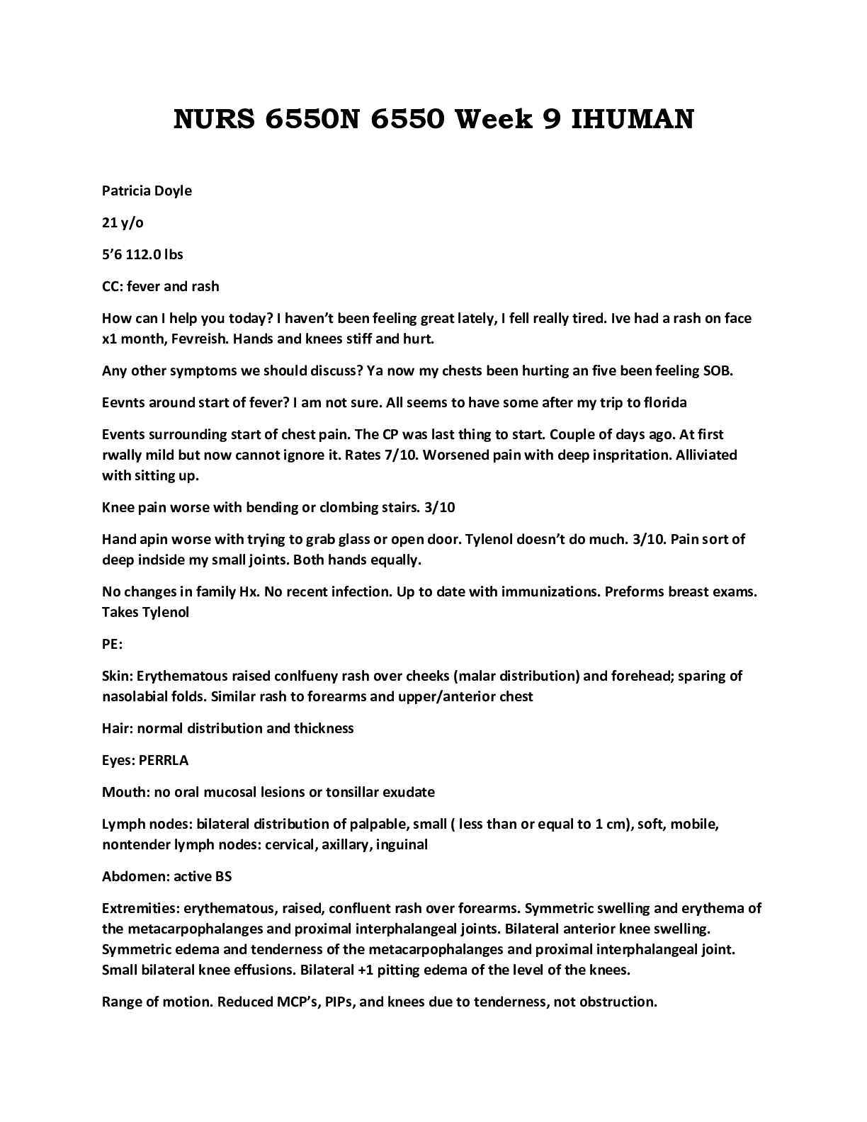 Preview image for NURS 6550N 6550 Week 9 IHUMAN